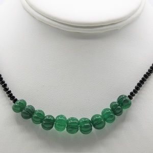 Elegant Green and Black Beaded Necklace